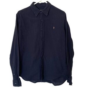 Frye Casual Cotton Button Down Shirt in Black, Size Medium